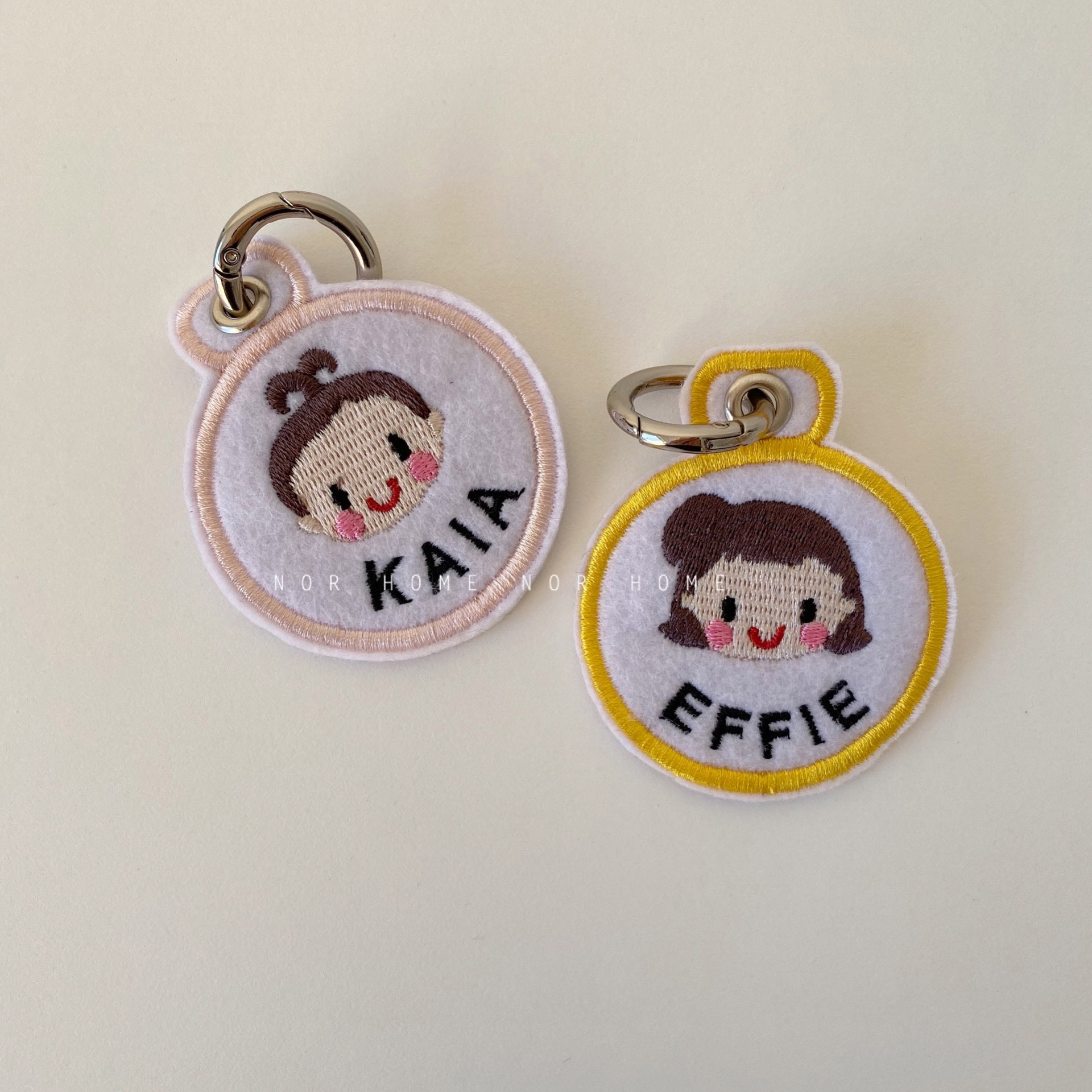 The Nor Kids) of the Nor Kid Korean version Ins custom name card children's school bag name pendant embroidered with key buckle