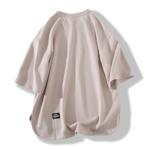 Дизайнерская изогнутая трендовая футболка с коротким рукавом, круглый воротник, изысканный стиль, свободный крой