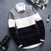 Winter long sleeve knitted T-shirt youth Korean slim mens sweater body shirt student thick clothes coat tide