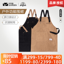 Pastoral Flute Outdoor Cooking Apron Multifunction Camping with retro Barbecue Cotton Canvas Splicing Harness Workwear