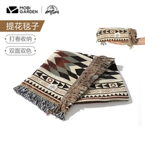 Pastoral flute Tapestry Carpet Outdoor Portable easy to contain Shoulder Camping Warm Cover Blanket Diamond Cotton Home Thickening