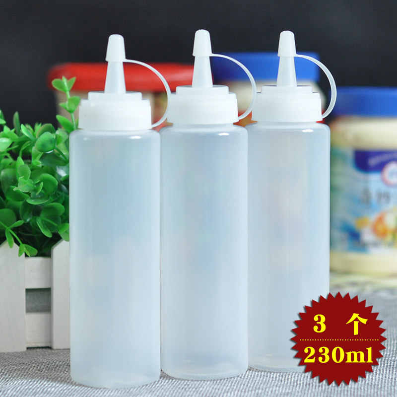 Plastic sauce bottle mounting mouth squeeze pot oil pot tomato sauce jam salad dressing squeeze bottle hand squeeze sauce bottle