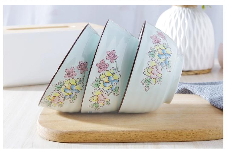 Thời trang nhỏ nhà tươi bát sứ dao kéo thiết lập đặc biệt cung cấp Trung Quốc underglaze màu gốm lò vi sóng quà tặng cho