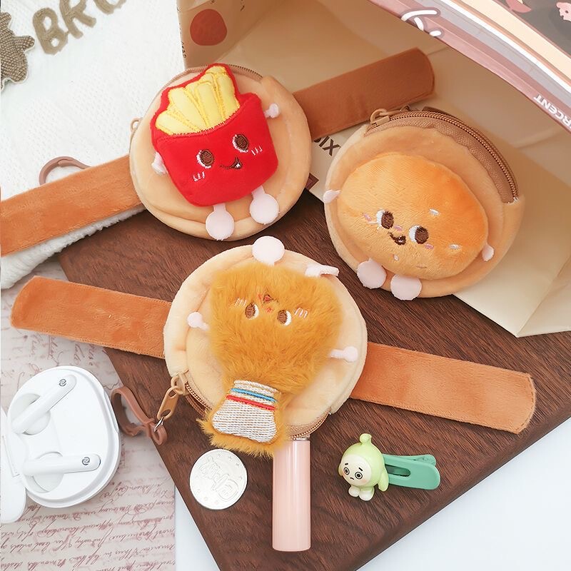 Simulated Hamburger Wrist Bag, Snap Ring, Cartoon Coin Purse, Bicycle Bag, Couple Outfit Decoration, Earphone Storage