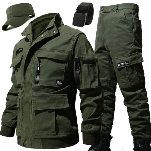 Мужской демисезонный хлопковый камуфляжный комплект для работы, защита от ожогов, увеличенная толщина