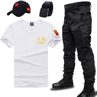 603 Белый костюм+шляпа национального флага+тактический ремень