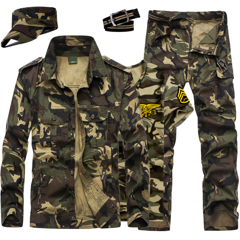 Summer thin military uniform men's cotton military green training camouflage suit male special forces slim tide