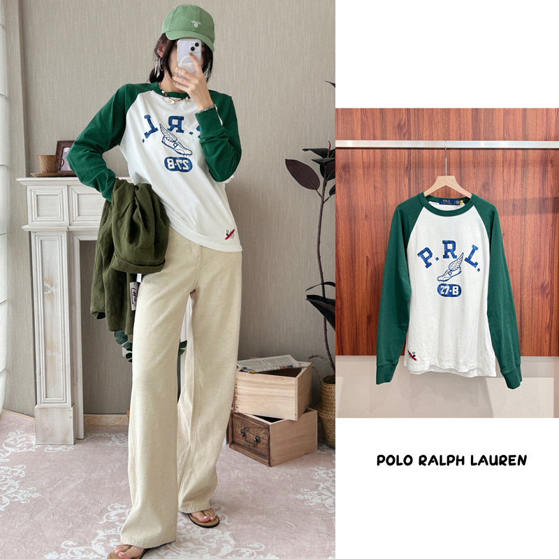 26 Spring/Summer! Polo Ralph Lauren Retro American Style Color-Block Long-Sleeve T-Shirt