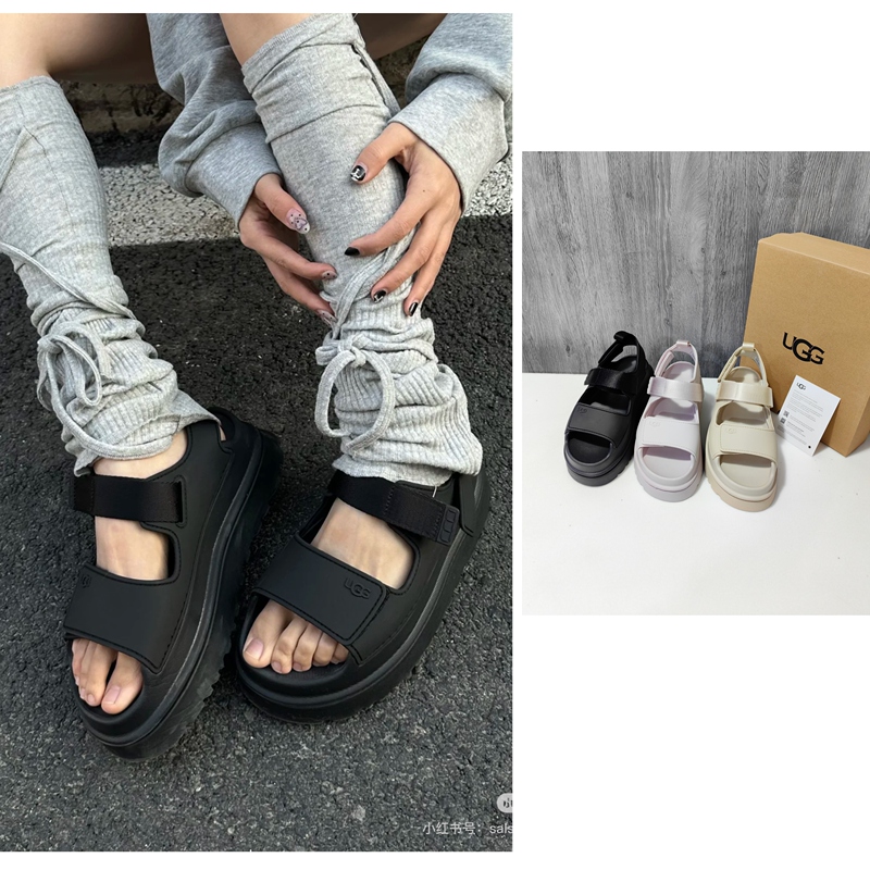 Summer! Ugg Classic Goldenglow Hook-And-Loop Thick-Soled Sandals, Multiple Colors 1152685