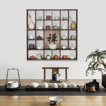 Tongmu Zen square Bogu rack Wall-mounted teapot teacup rack Modern simple Chinese tea rack small ornaments shelf