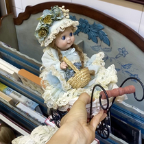 Boutique small cross-eyed doll foreign artist antique doll ceramic doll 26 cm all-ceramic unique product