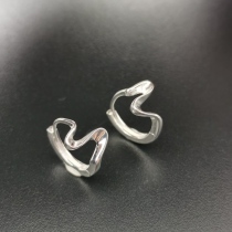 Small Treasure s925 Pure Silver Geometric Aesthetics Irregular Unique Design Earrings Female Ear Buckle Light Extravagant high level of frosty wind