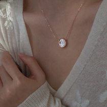 Small treasure s925 pure silver shell star moon necklace 2021 new female lock bone chain rose gold small crowddesign fashion