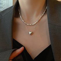 Xiaobao 925 sterling silver ins love necklace female summer niche light luxury design all-match 2022 new sweater chain