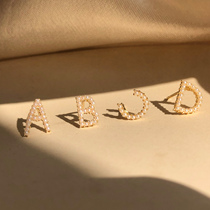 Xiaobao s925 sterling silver small pearl letter earrings 2021 new trendy womens summer simple niche design earrings