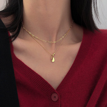 Xiaobao 925 sterling silver water drop stacking necklace 2021ins wind light luxury niche new female clavicle chain simple fairy