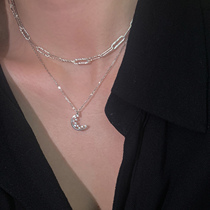 Xiaobao s925 sterling silver zircon moon necklace 2021 new womens clavicle chain light luxury niche design exquisite