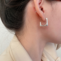 Small Treasure s925 Pure Silver Thickened Geometric Aesthetics Earrings Female Earrings Small Crowddesign Sense Light Lavish Superior Temperament Personality