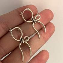 Small treasure s925 pure silver unique design butterfly knot ear button female earrings small crowdsourced senior sense temperamental lukewarm