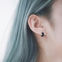 Black Cirque Circle Earrings Earrings Earrings Woman Temperament s925 Pure Silver 100 Hitch Personality Brief Korean version Advanced