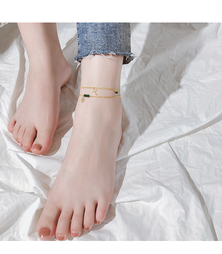 Toàn thân s925 sterling bạc xuyên hạt chuỗi vòng chân nữ mô hình phiên bản Hàn Quốc của khí chất gợi cảm đơn giản thanh lịch sinh viên Sen vòng đeo chân cho nữ