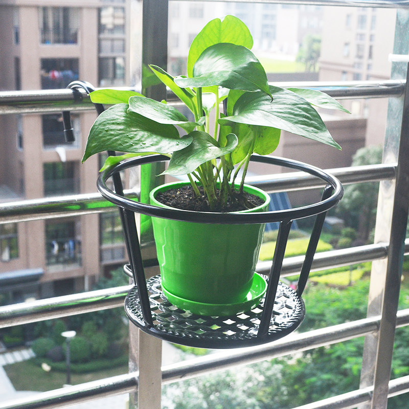 Balcony Iron Art Flower Shelf Flower Basket Window Sill Railing Guardrails Hanging Iron Art Theft Protection Net Flower Shelf Vase Holder