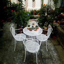 Outdoor table and chair wrought iron courtyard outdoor table and chair outdoor leisure cafe balcony garden round table three or five sets