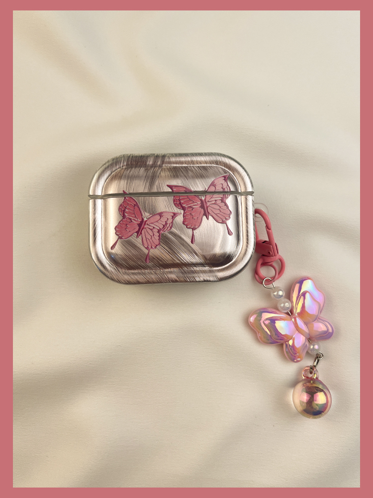 Ins Gradient Feather Cloth Pink Butterfly Protective Cover 3 Suitable for airpods Earphone Soft Case Second Wireless_voghion.com