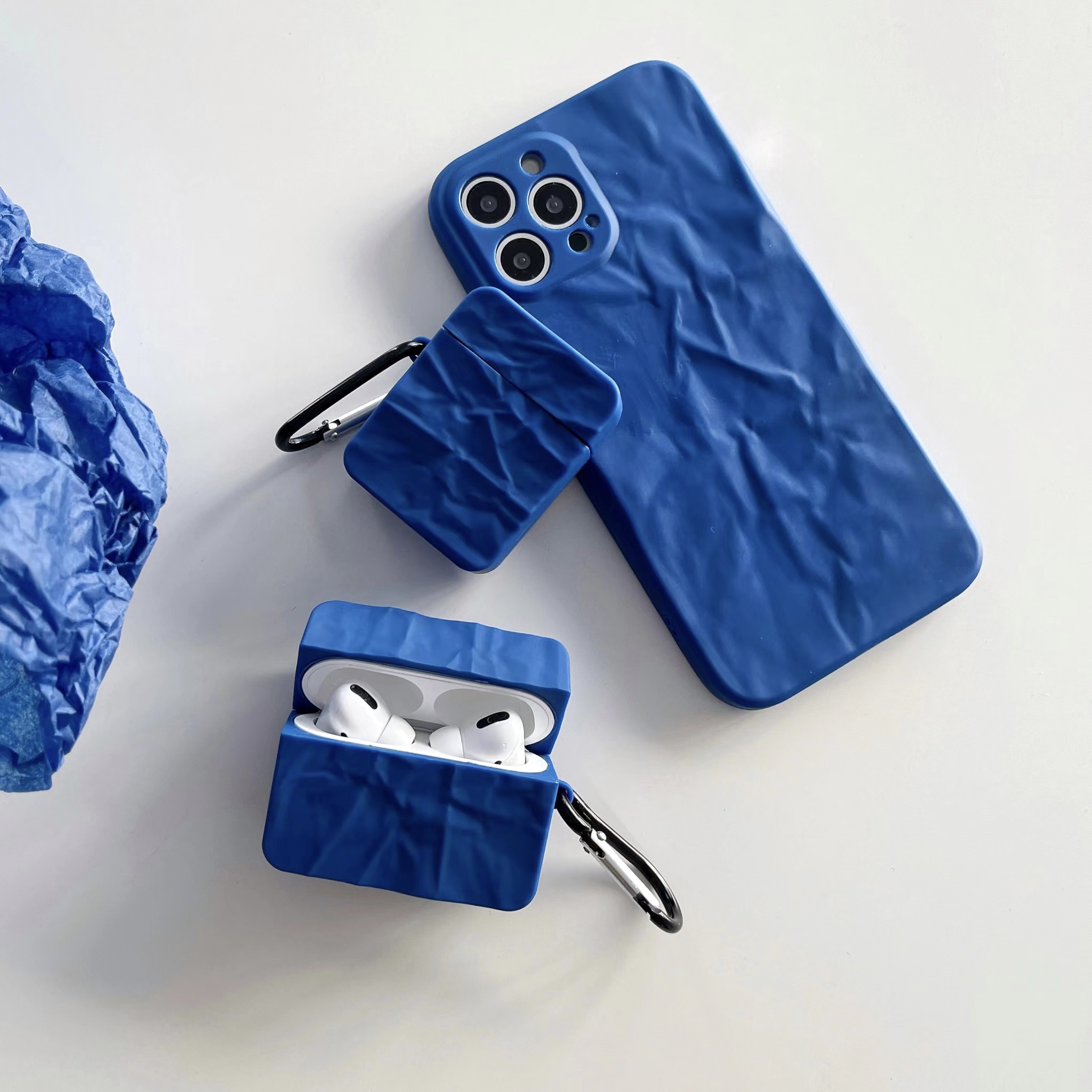 Lämplig för 3 skyddsfodral, vikta Klein Blue airpods trådlösa Bluetooth-hörlurar, mjuka silikonpods (4), 3:e_voghion.com
