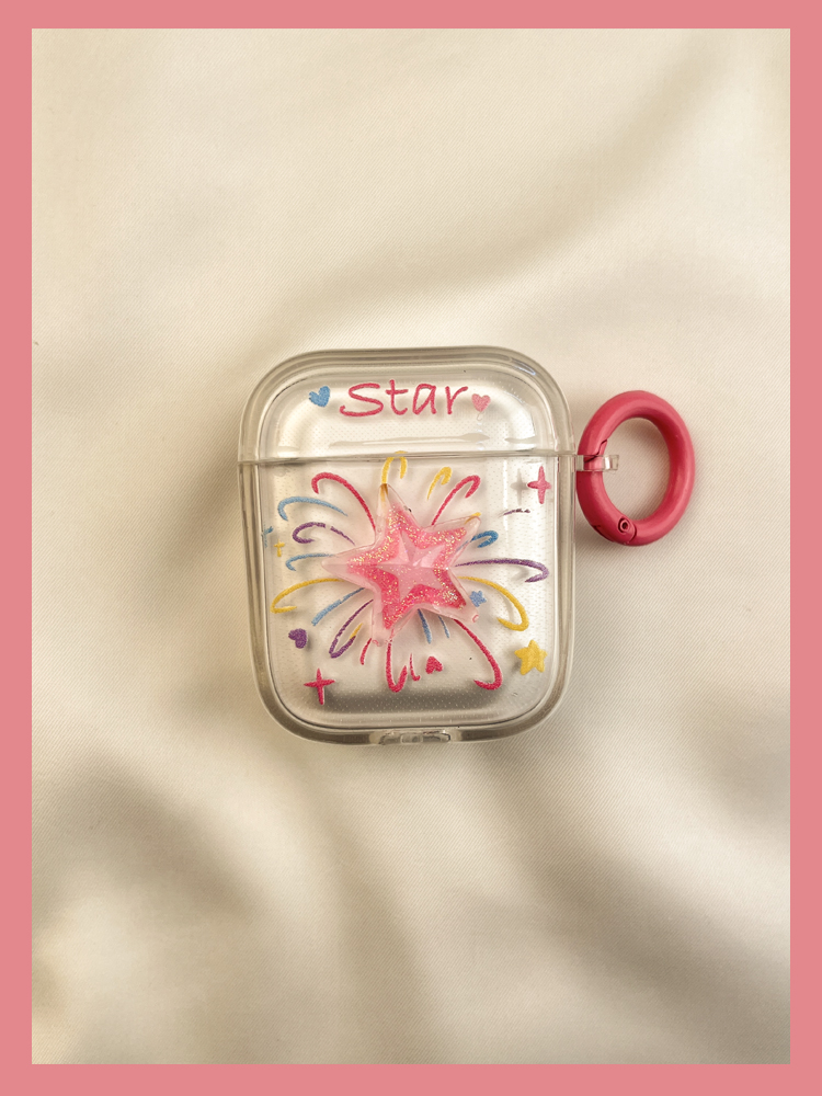 Custodia protettiva per Airpods3 con stelle di fuochi d'artificio colorati, auricolari wireless Bluetooth AIPods2, custodia morbida 1° 3°_voghion.com