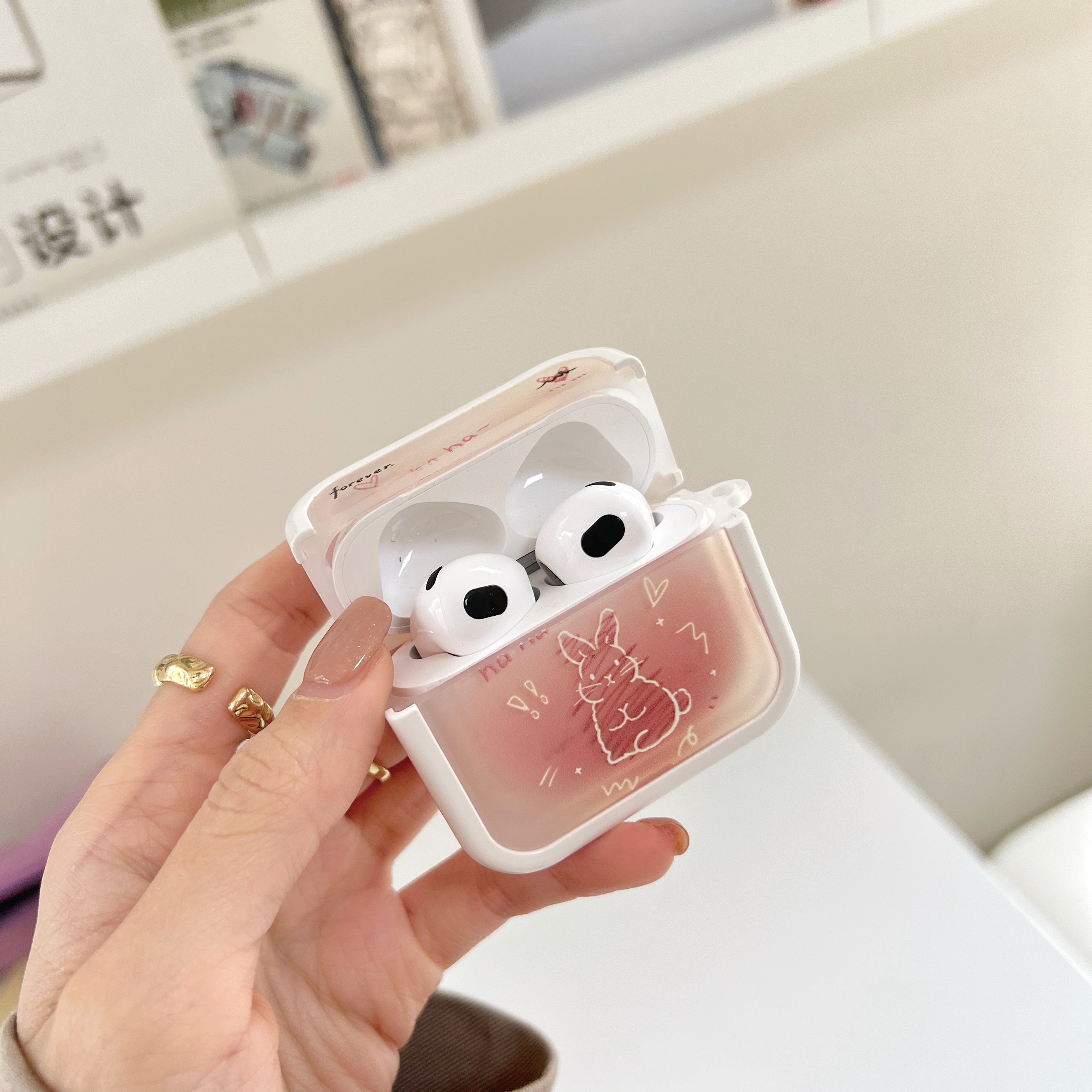 Rozā Blunt Graffiti Rabbit 3 aizsargapvalks Airpod 2nd Pro bezvadu Bluetooth austiņas 3rd 1 Piemērots_voghion.com