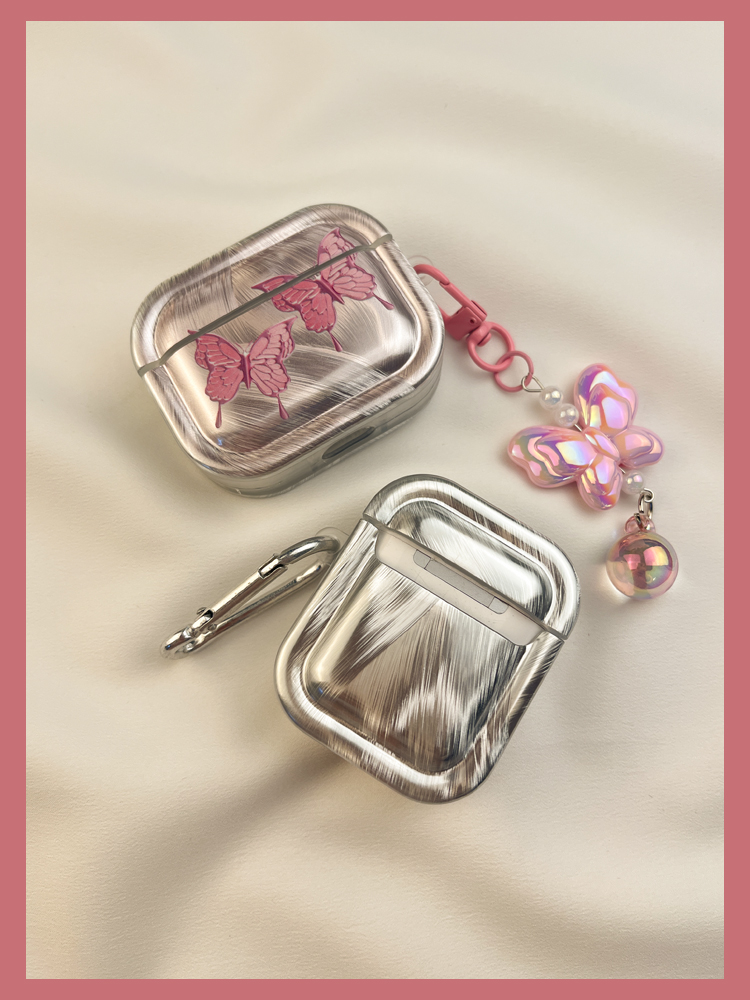 Ins Gradient Feather Cloth Pink Butterfly Protective Cover 3 Suitable for airpods Earphone Soft Case Second Wireless_voghion.com