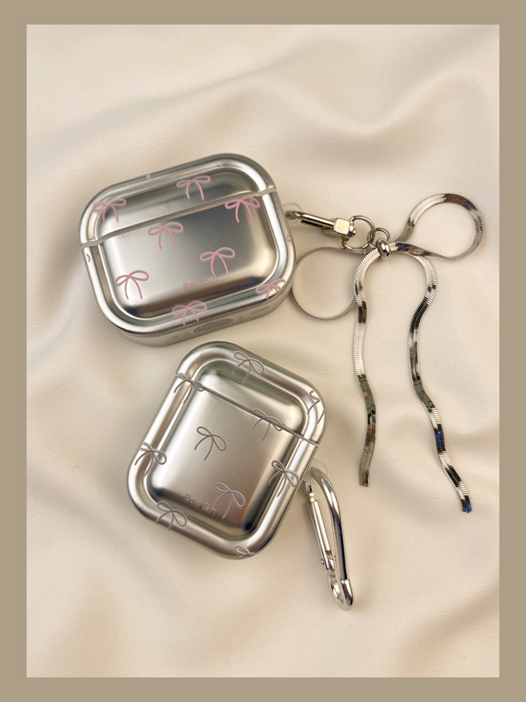 Ins electroplated silver bow protective 3 is suitable for airpods headphone case second-generation wireless_voghion.com
