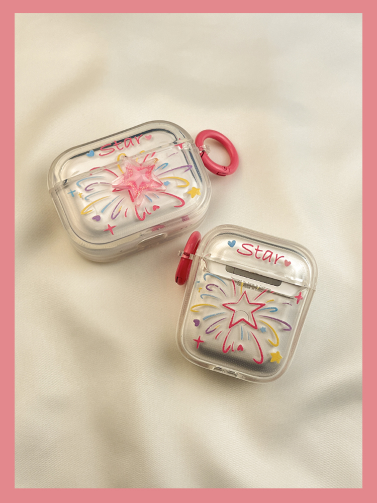 Custodia protettiva per Airpods3 con stelle di fuochi d'artificio colorati, auricolari wireless Bluetooth AIPods2, custodia morbida 1° 3°_voghion.com