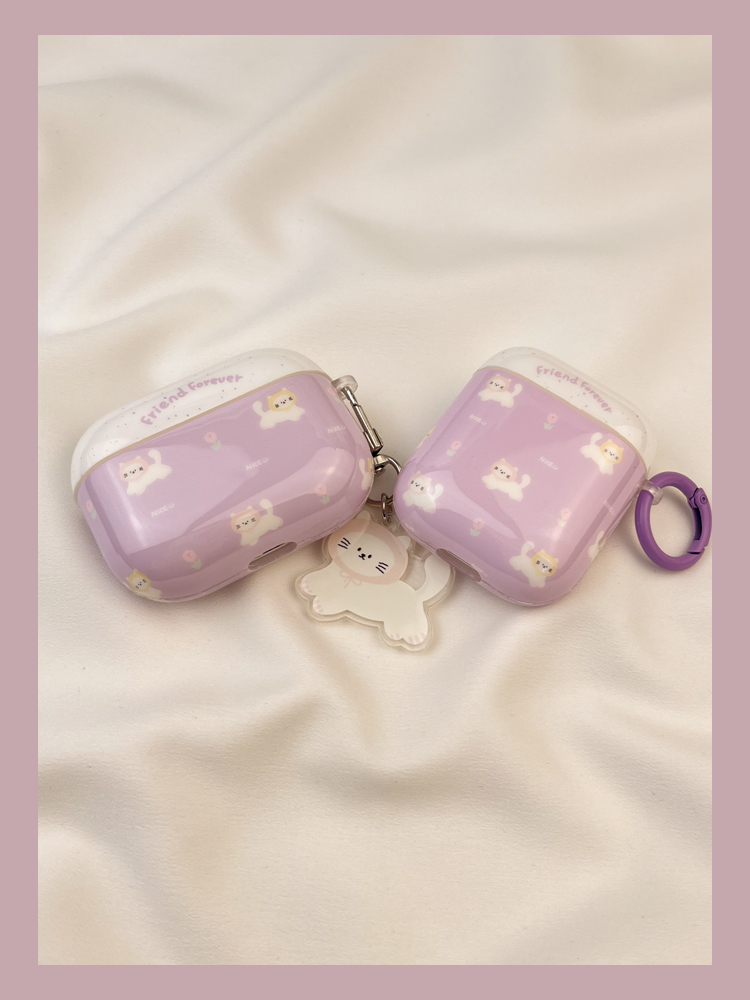 Ins Taro Purple Tulip Cat Protective Cover 3 Suitable for airpods Earphone Soft Case Second Wireless Bluetooth 1 Third_voghion.com