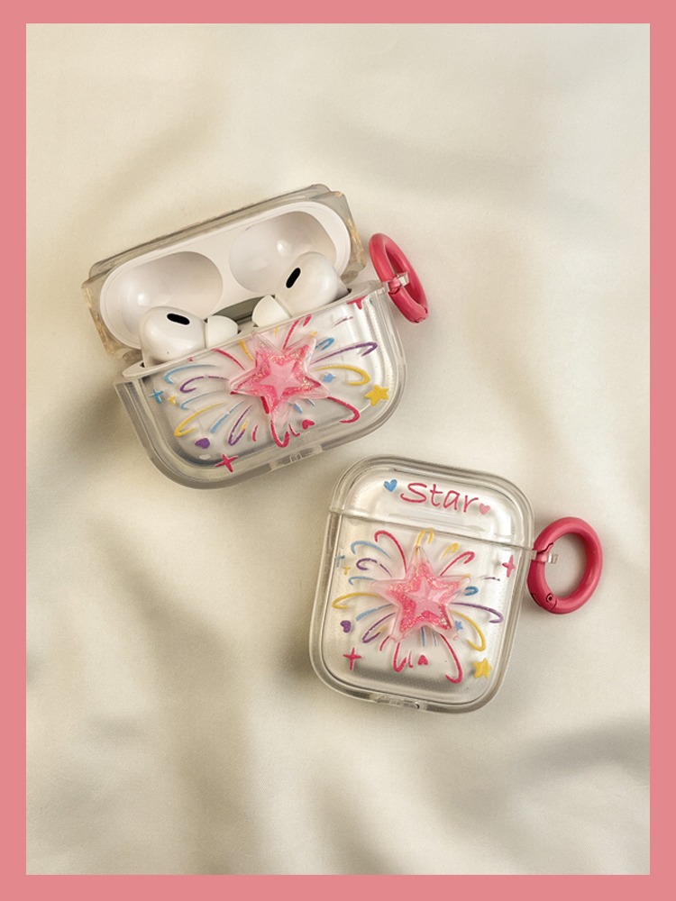 Custodia protettiva per Airpods3 con stelle di fuochi d'artificio colorati, auricolari wireless Bluetooth AIPods2, custodia morbida 1° 3°_voghion.com