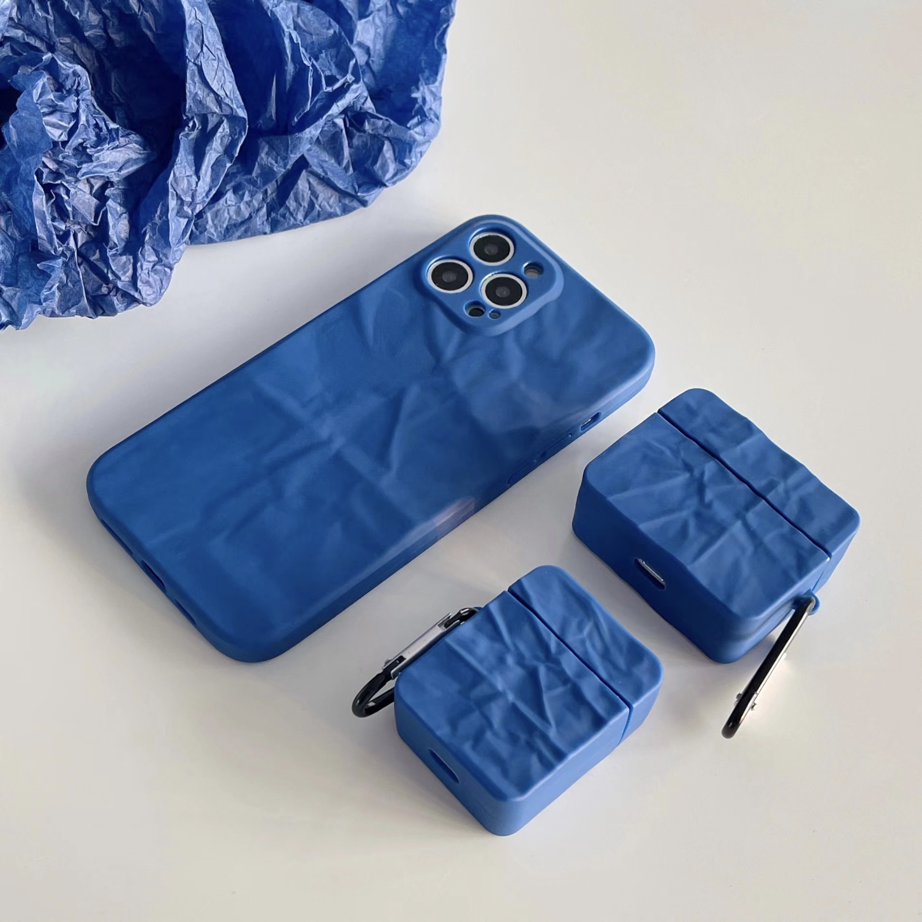 Lämplig för 3 skyddsfodral, vikta Klein Blue airpods trådlösa Bluetooth-hörlurar, mjuka silikonpods (4), 3:e_voghion.com