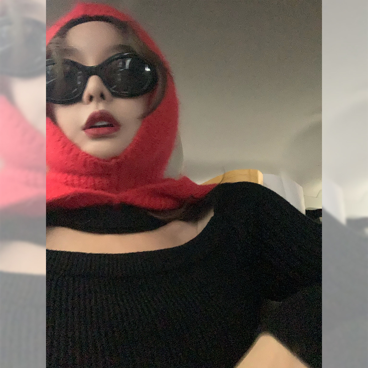 (Spot) Shi Weiliang Jinkou Basulan Wool ~ Structured Hollow Knitted Sweater Sweater Dress