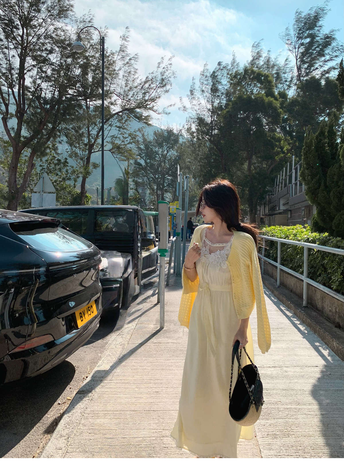 시 웨이 리앙 봄날 전복 프랑스식 낭만주의 루즈핏 느긋한 라운드 넥 벌룬 소매 홀로우 아웃 오픈 가디건 상세 이미지 46