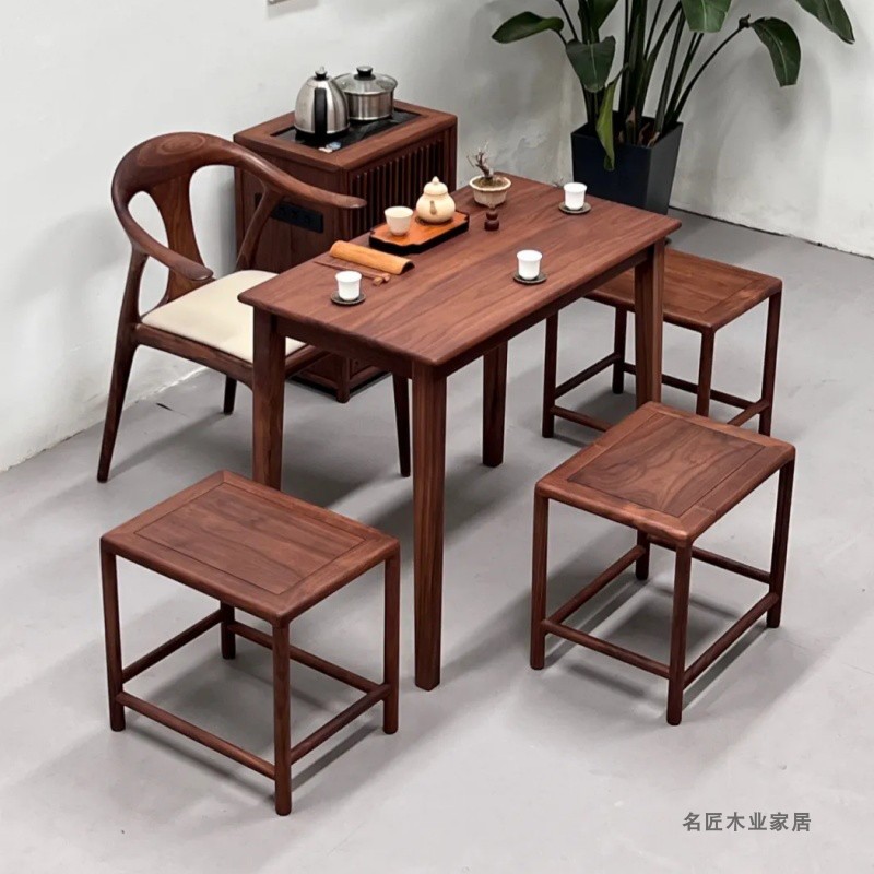 北美黑胡桃木实木茶桌椅组合家用简约现代小茶台小户型客厅休闲桌-淘宝Taobao | 天猫Tmall