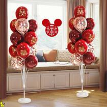 Rural wedding road guide decoration yard wedding balloon wedding room arch column ground table floating outdoor creative waves