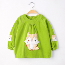 Youbeixiang baby overcoat corduroy cotton waterproof dining clothes autumn and winter apron baby children reverse dress