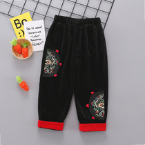 1 year old 2 boys 3 women children's clothing baby wear corduroy pants pure cotton baby Tang pants flat waist pants autumn and winter