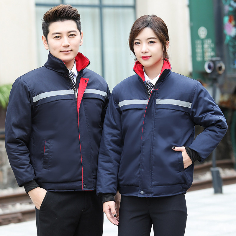 Work clothes, cotton clothes, men's autumn and winter labor protection clothes, auto repair workshop engineering clothes, reflective strips, cotton clothes, thickening and customization