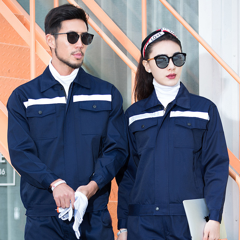 Workwear suit men's long-sleeved spring and autumn wear-resistant China Railway construction site auto repair factory workshop top labor insurance clothing customization