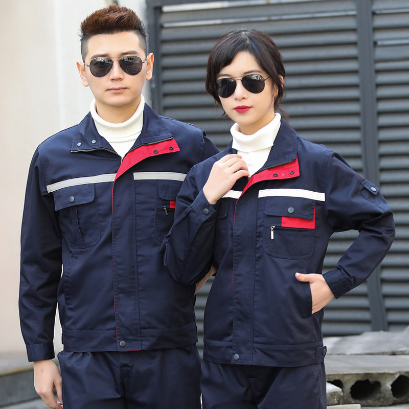 Workwear suits men and women spring, autumn and winter long-sleeved reflective strips auto repair work clothes workshop tops wear-resistant labor protection clothing customization