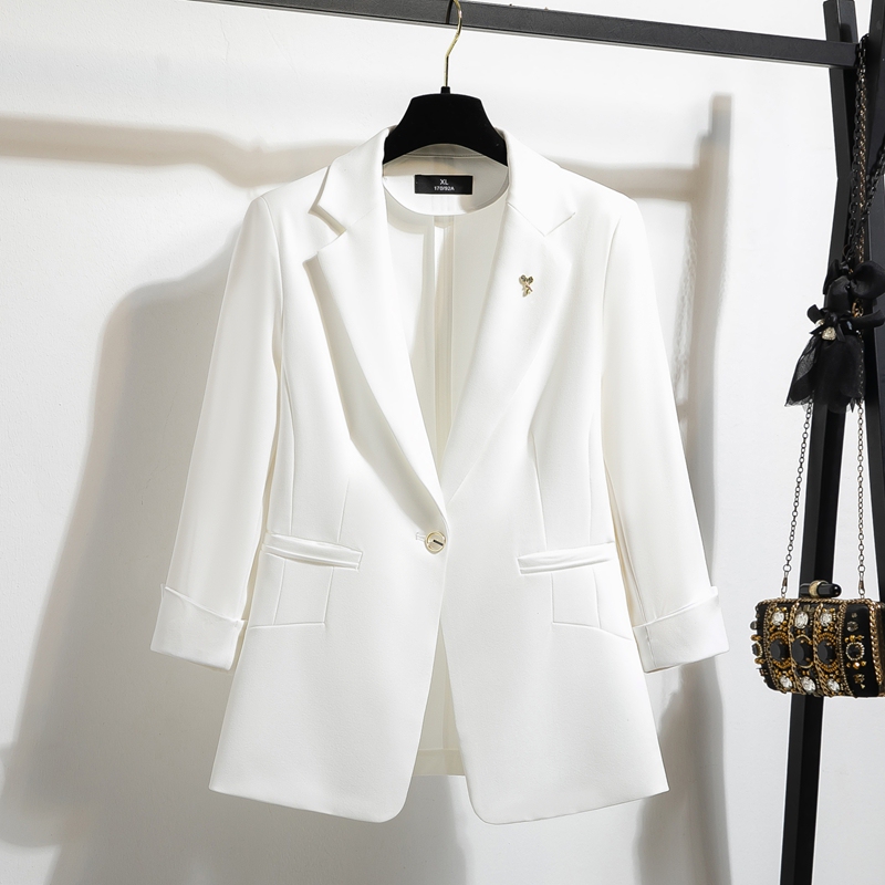 White Blazer for Women, Summer Thin Style, 2026 New Model, Three-Quarter Sleeves, High-End Casual Professional Suit for Summer White Blazer for Women, Summer Thin Style, 2026 New Model, Three-Quarter Sleeves, High-End Casual Professional Suit for Summer