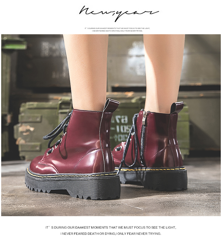 Vintage gió Anh đại học Oxford cao top dày Martin ủng xốp dây kéo buộc cao ống trẻ em ủng chelsea boot nữ