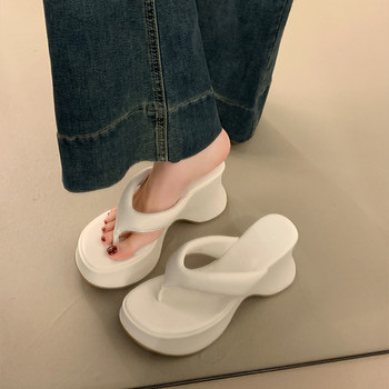 Flip-Flops Wedge Heel Thong Sandals for Women 2025 Summer New Open-Toe Platform Thick-Soled Non-Slip Casual Beach Slippers