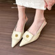ເກີບແຕະທີ່ສວຍງາມສໍາລັບແມ່ຍິງ summer 2024 ຮູບແບບ fairy ໃຫມ່ແຫຼມ toe French heels ຂະຫນາດນ້ອຍ heels ສູງ camellia ເກີບດຽວ